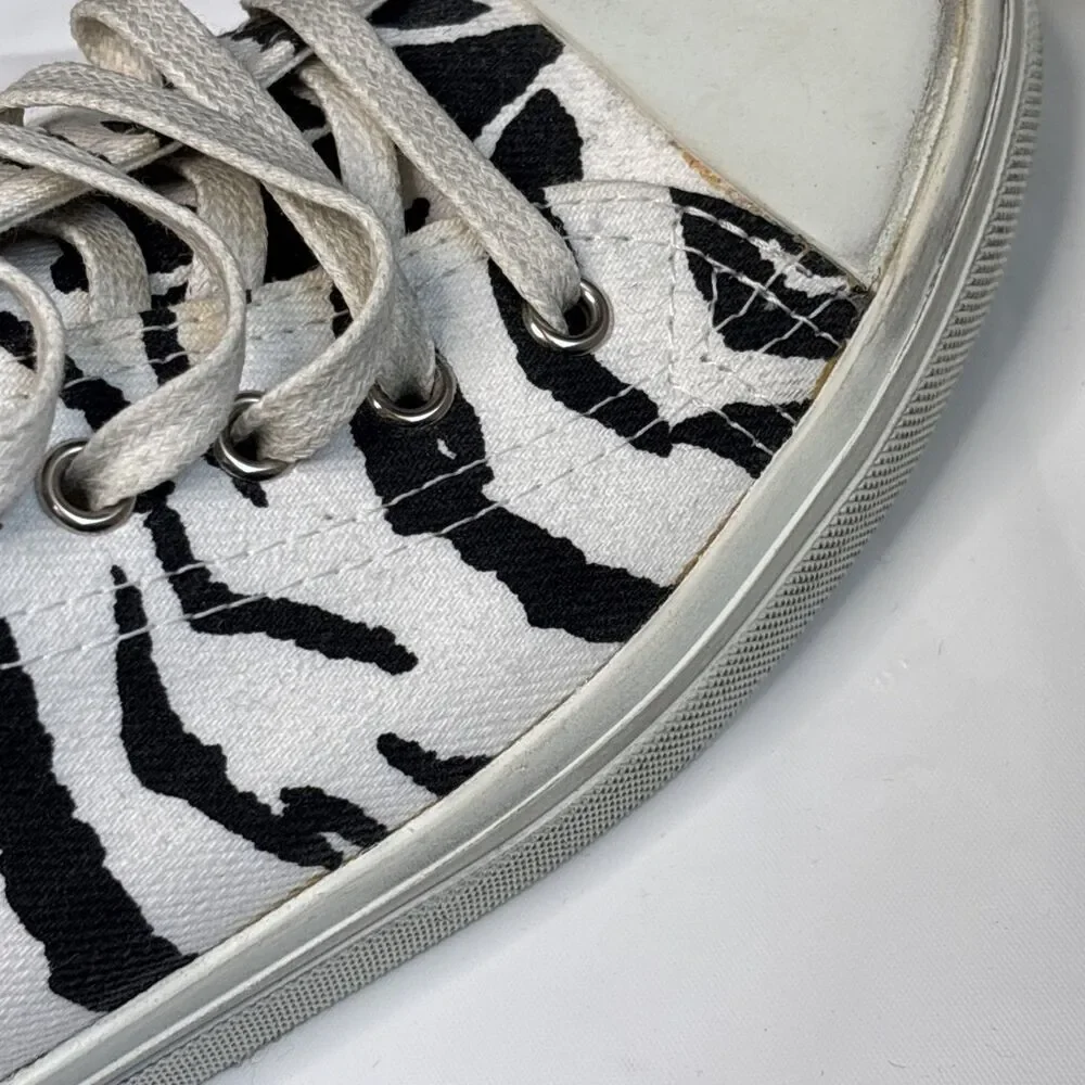 Saint Laurent Paris Zebra Print Low Top Sneakers Canvas Shoes New Box Dust Bag
